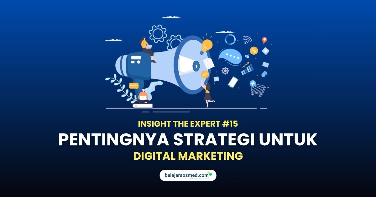 Ilustrasi dua orang berdiskusi dan bekerja di laptop, menggambarkan pentingnya strategi digital marketing dalam bisnis.