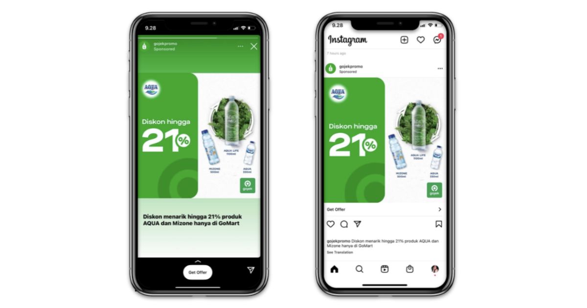 Contoh Instagram Ads Gojek sebagai salah satu jenis iklan di media sosial yang menampilkan promo layanan dengan visual menarik.