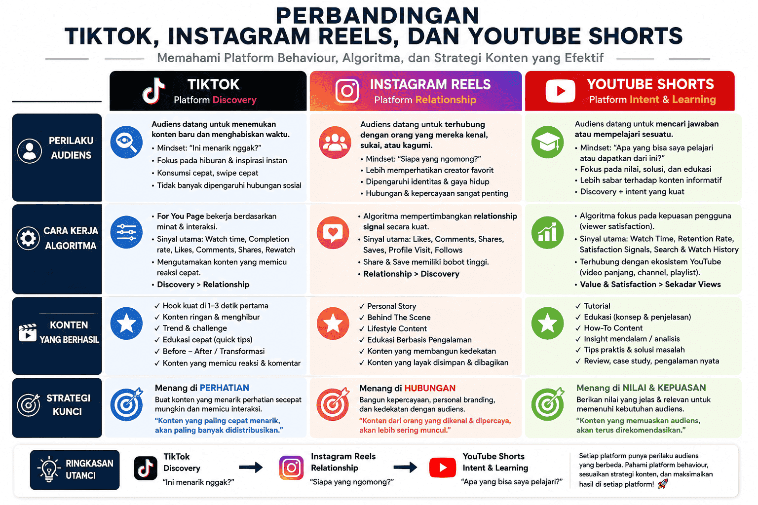 Perbedaan Instagram, Tiktok, dan Youtube
